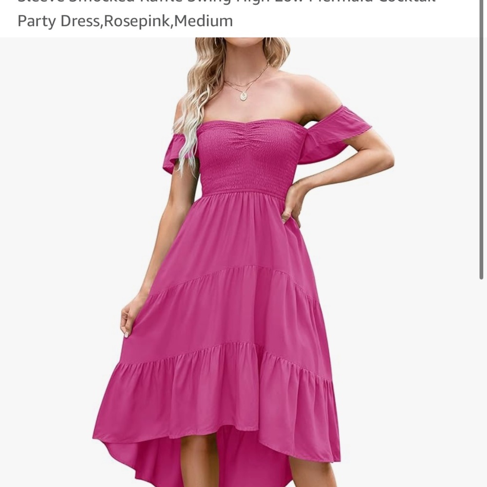 Zesica off the shoulder pink dress - Size Medium